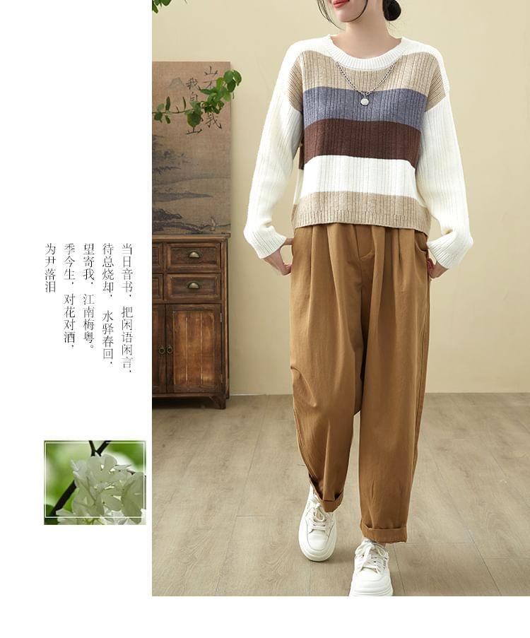 Crew Neck Color Block Sweater Product Image