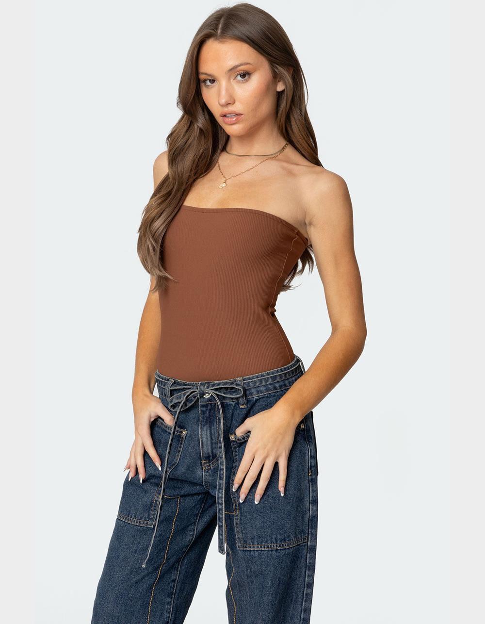 EDIKTED Loren Strapless Ribbed Bodysuit Product Image