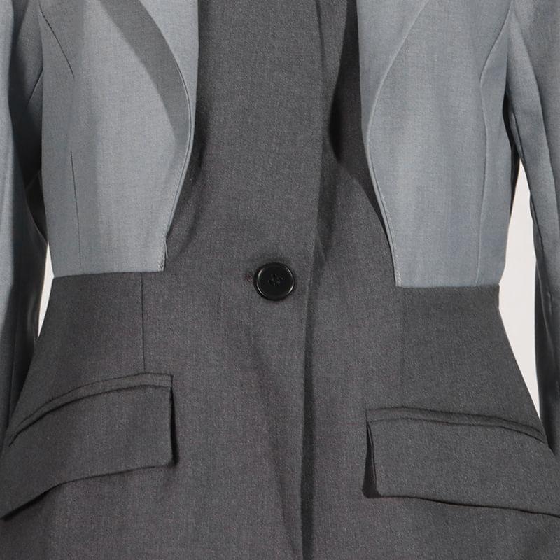 Notch Lapel Mock Two Piece Panel Single Breasted Blazer Product Image