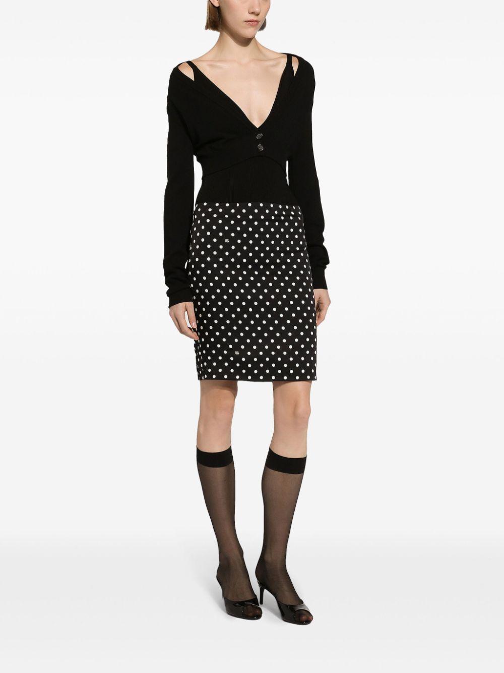 DOLCE & GABBANA Polka-dot Print Pencil Skirt In Black Product Image