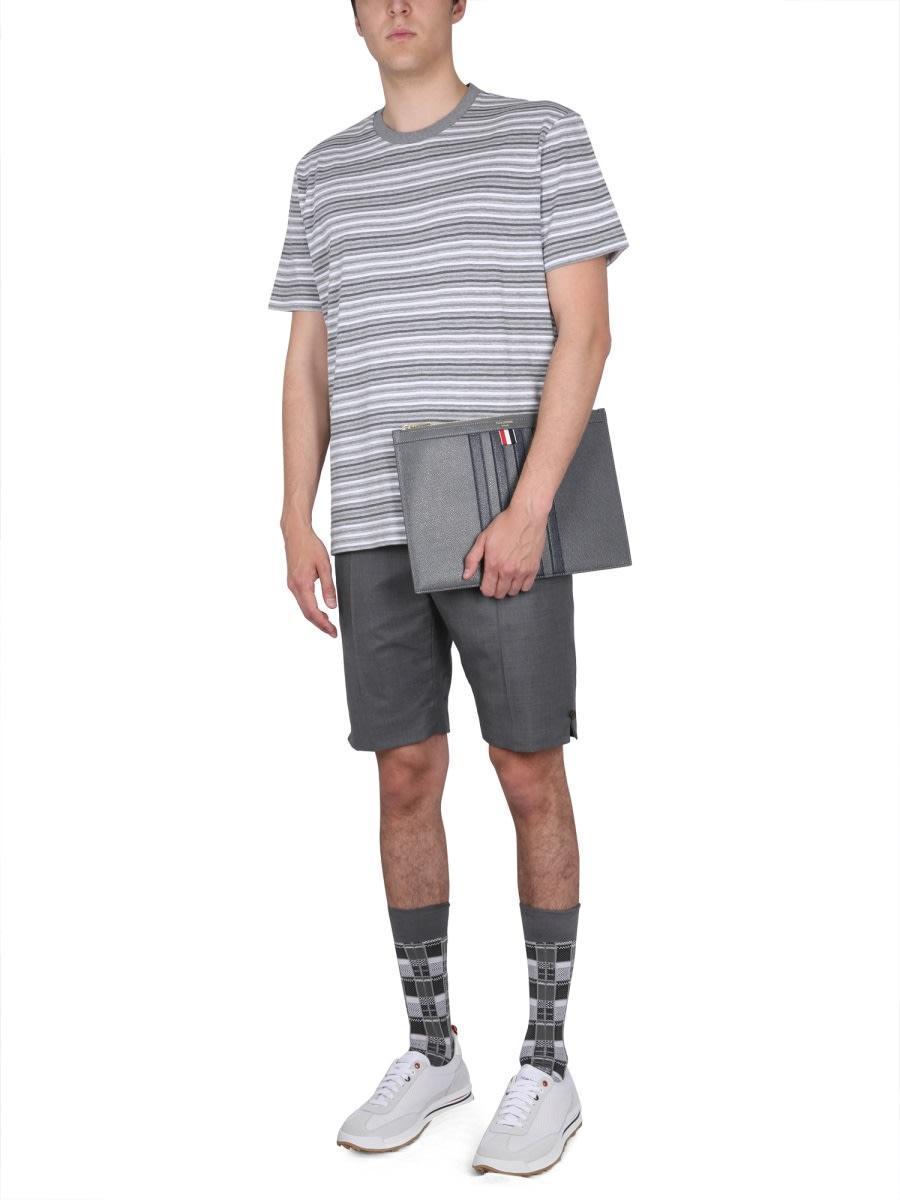 THOM BROWNE Striped T-shirt In Grey Product Image