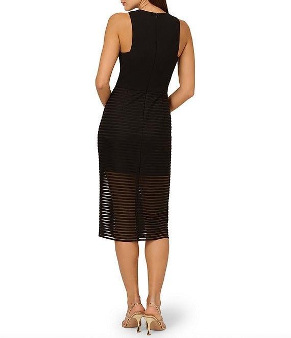 Adrianna by Adrianna Papell Stripe Knit Crepe Crew Neck Sleeveless Sheath Midi Dress Product Image