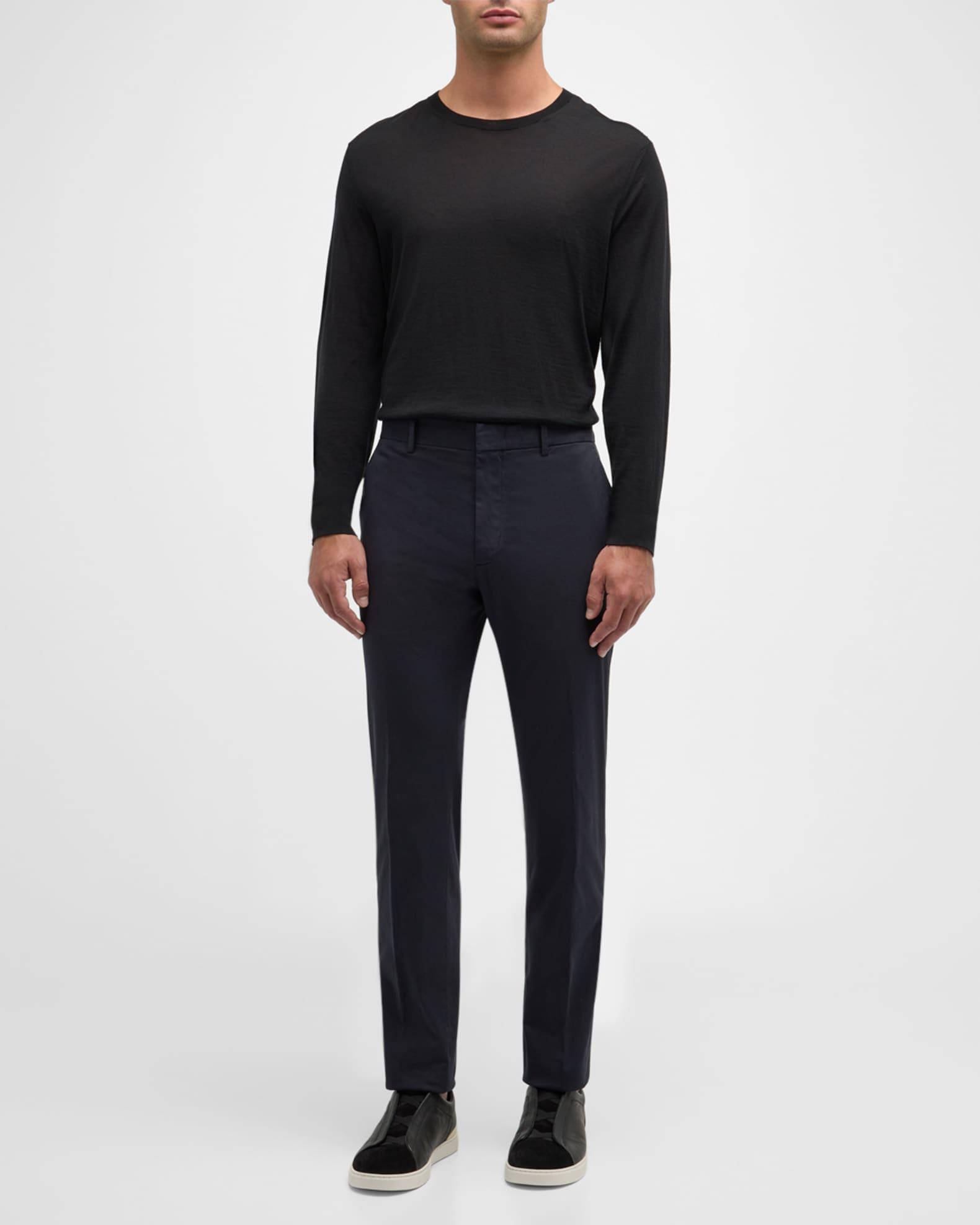 Men's Premium Cotton Flat-Front Trousers Product Image