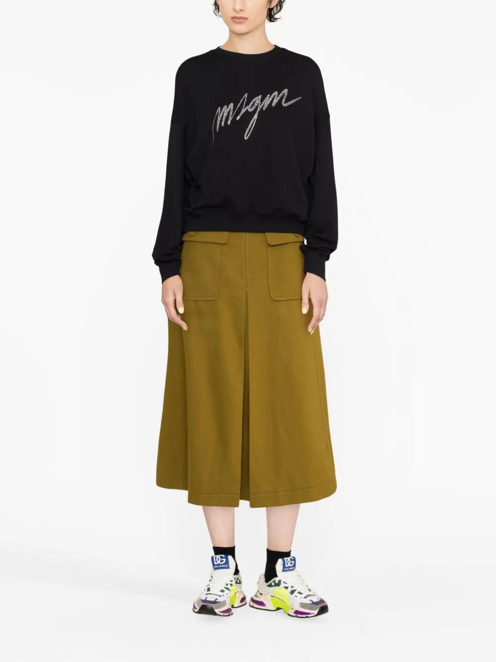 MSGM Rhinestone-embelished Sweatshirt In Nero Neri E Grigi Product Image