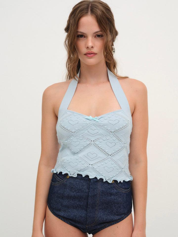 Coco Knit Tank — Baby Blue Product Image