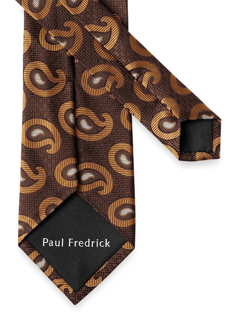 Paisley Deco Woven Silk Tie - Brown/gold Product Image