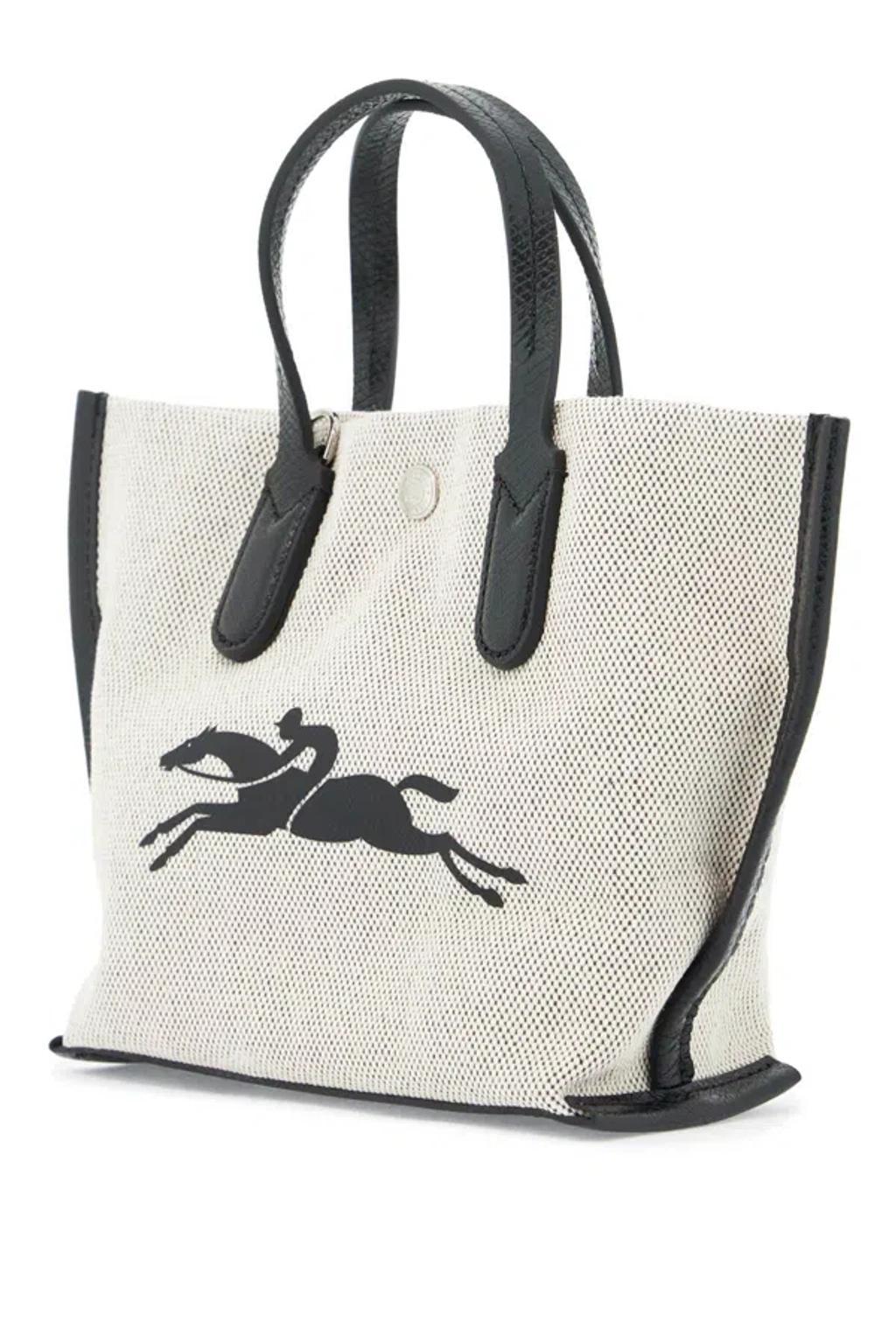 LONGCHAMP Essential Toile Xs Canvas Top Handle Bag In White Product Image