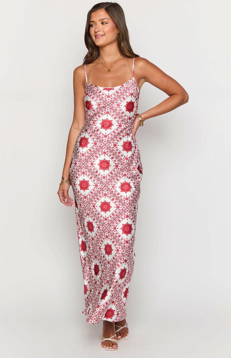 Renesmee Red Tile Print Maxi Dress Product Image