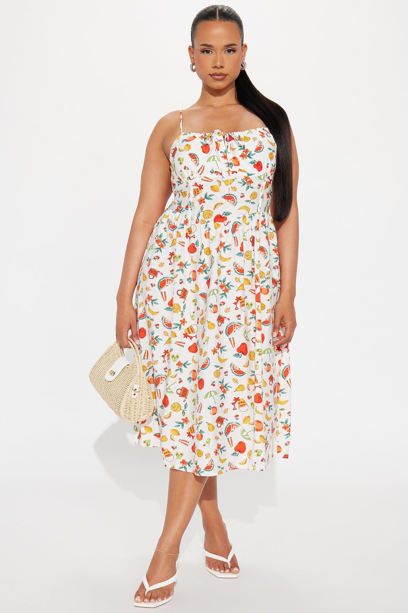 Day At The Beach Corset Midi Dress - Multi Color Product Image