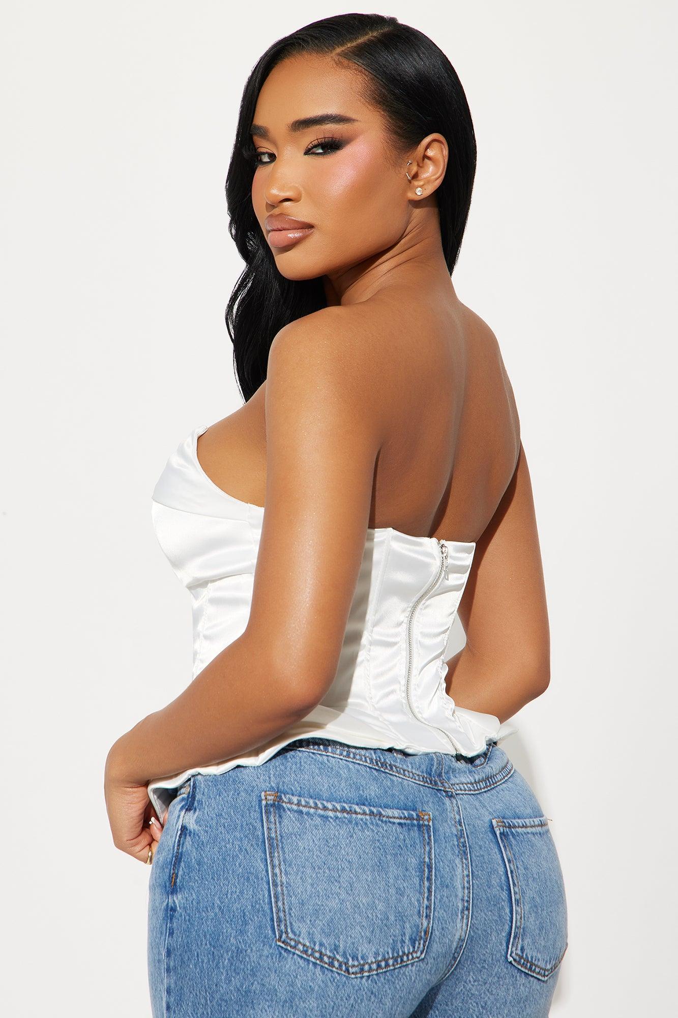 Best Of Me Satin Corset Top - White Product Image