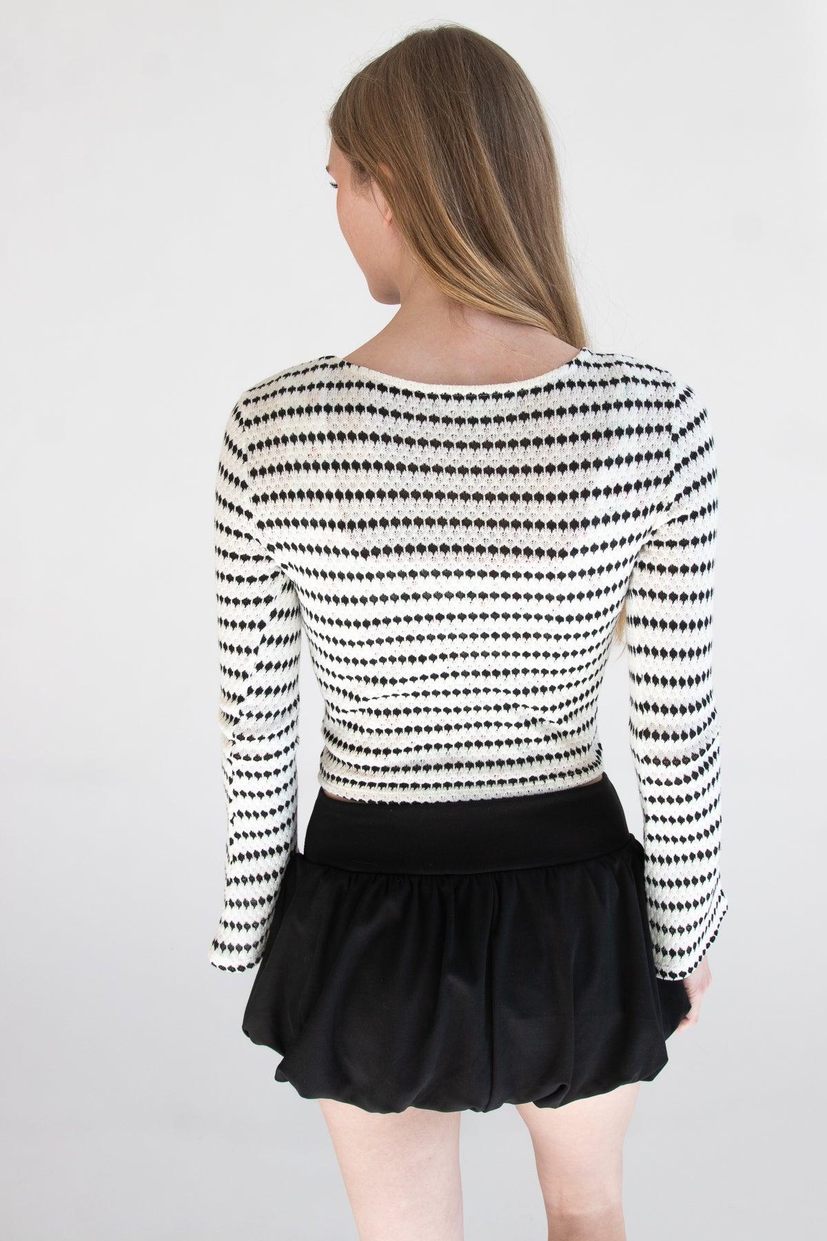 Bell Sleeve Striped Knit Top Product Image