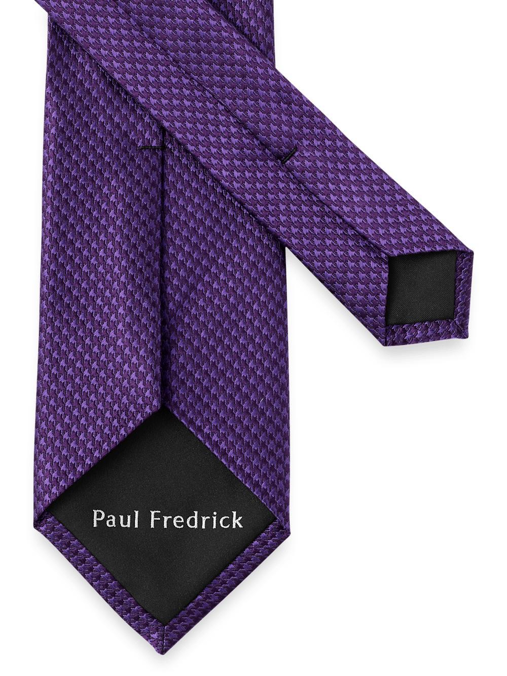 Houndstooth Woven Silk Tie - Purple Product Image