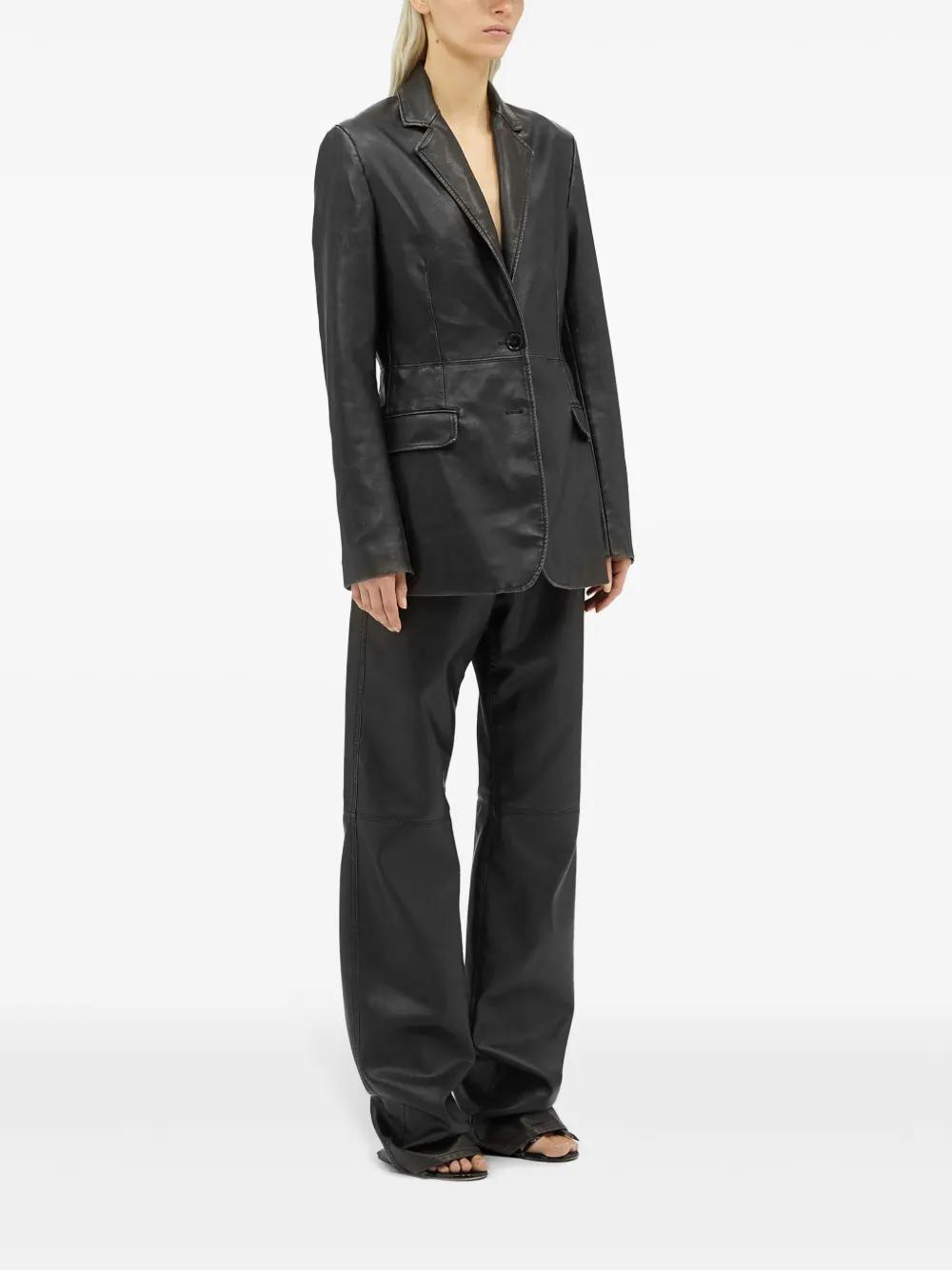 MSGM Single-breasted Leather Blazer In Black Product Image