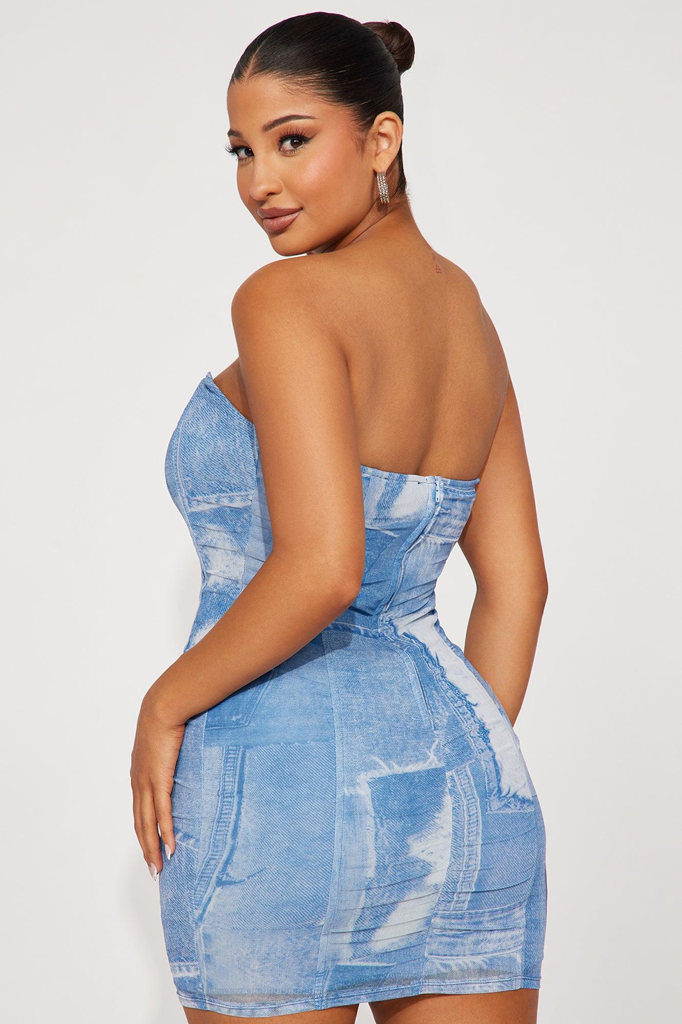 Demi Mesh Mini Dress - Blue Product Image