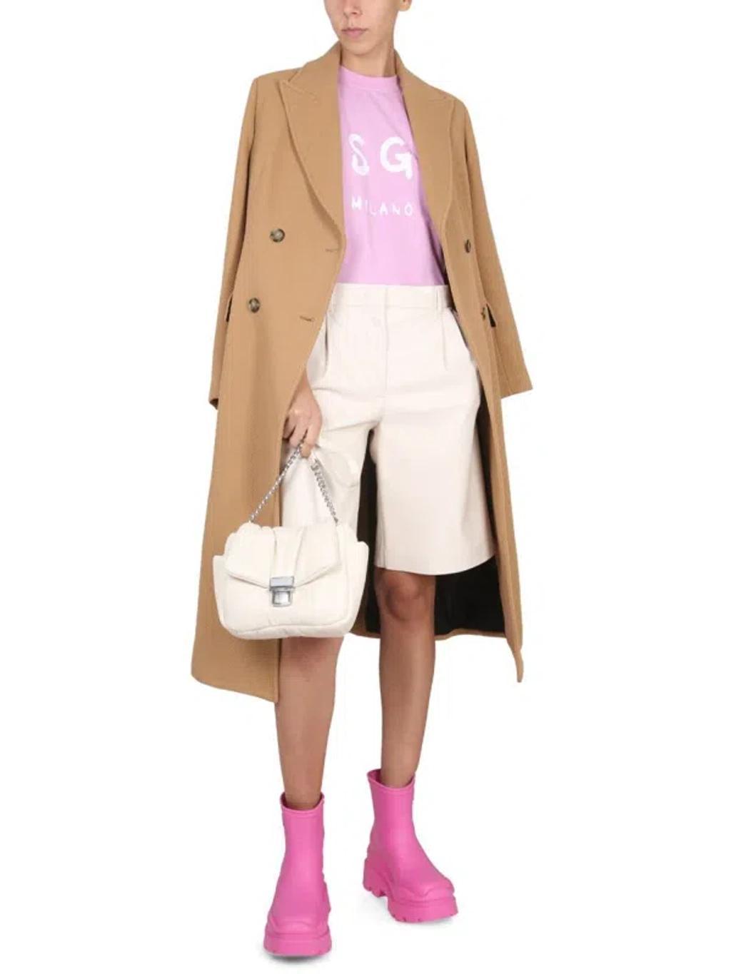 MSGM Faux Leather Bermuda Shorts In White Product Image