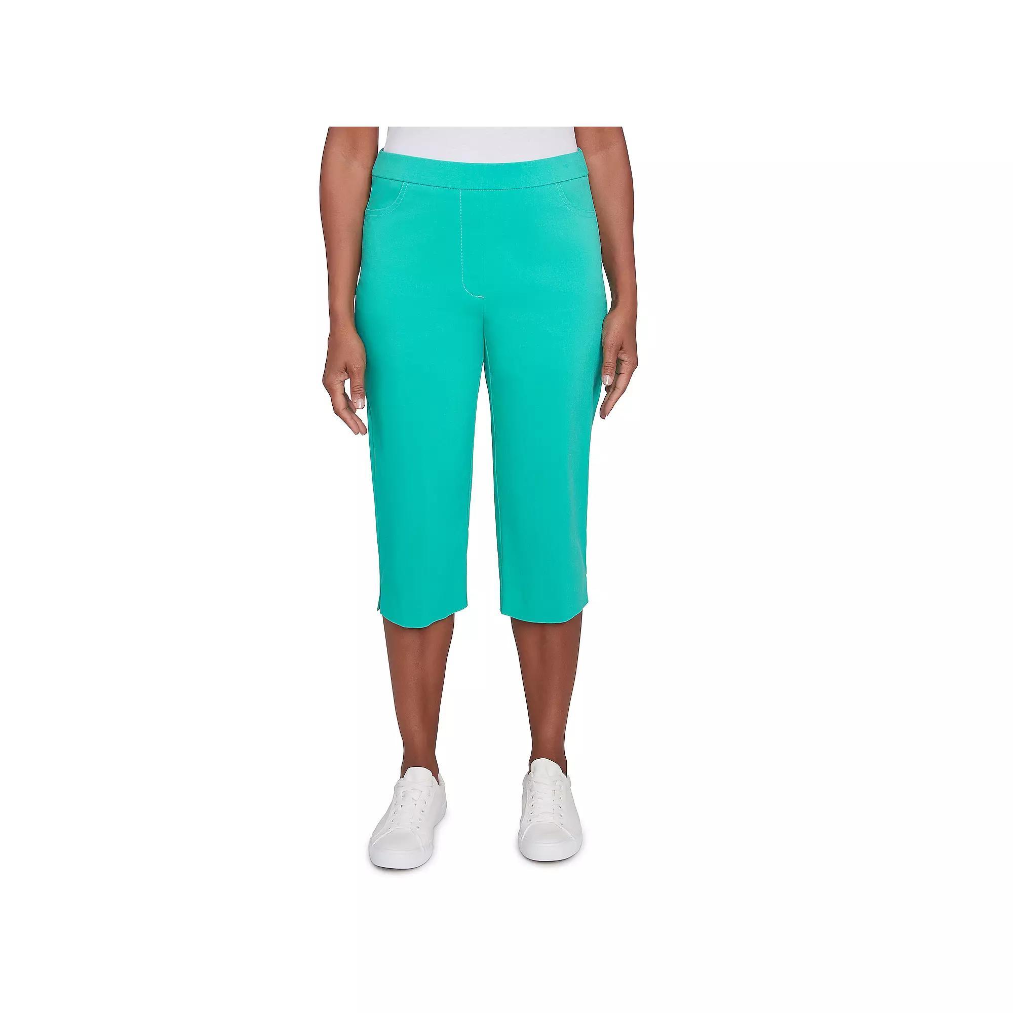 Petite Alfred Dunner Allure Classic Clamdigger Pants, Women's, Size: 6 Petite, Green Product Image