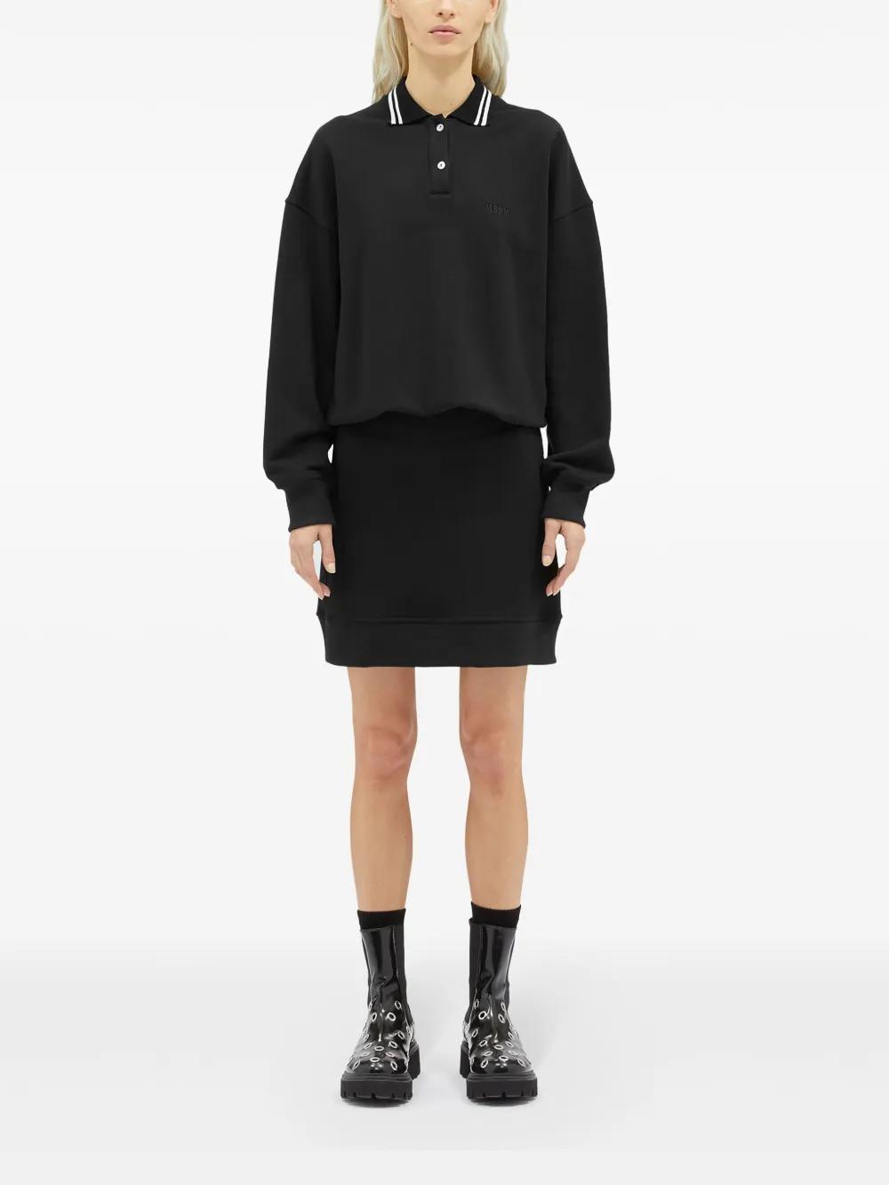 MSGM Jersey Mini Polo Dress In Nero Product Image