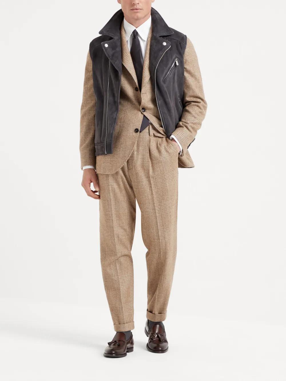 BRUNELLO CUCINELLI Check-pattern Blazer In Brown Product Image