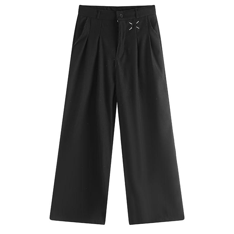 High Waist Plain Wide Leg Pants Product Image