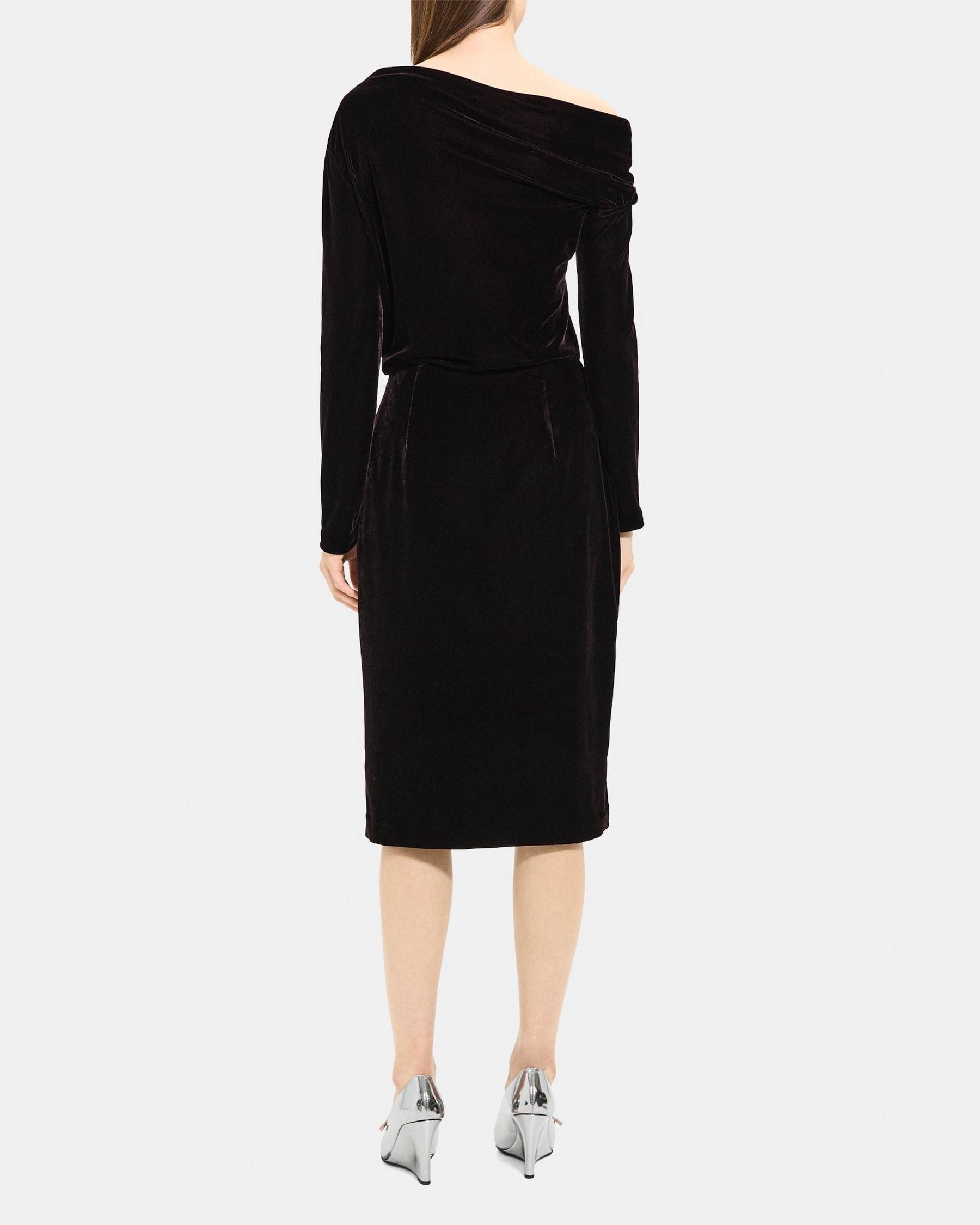 Asymmetrical Dress in Stretch Velvet Product Image