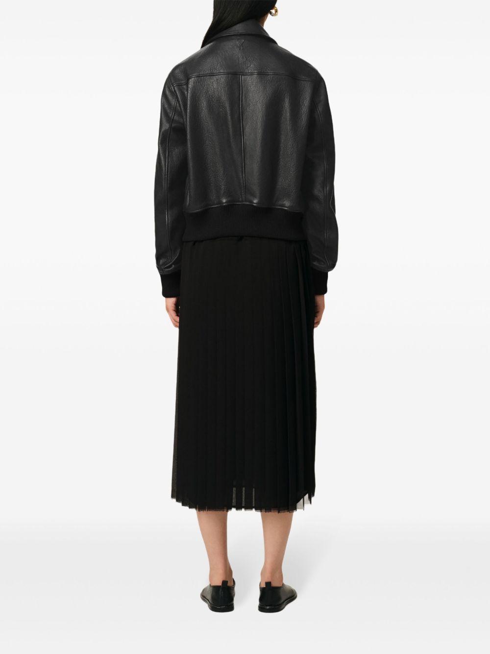 zipped leather jacket Product Image