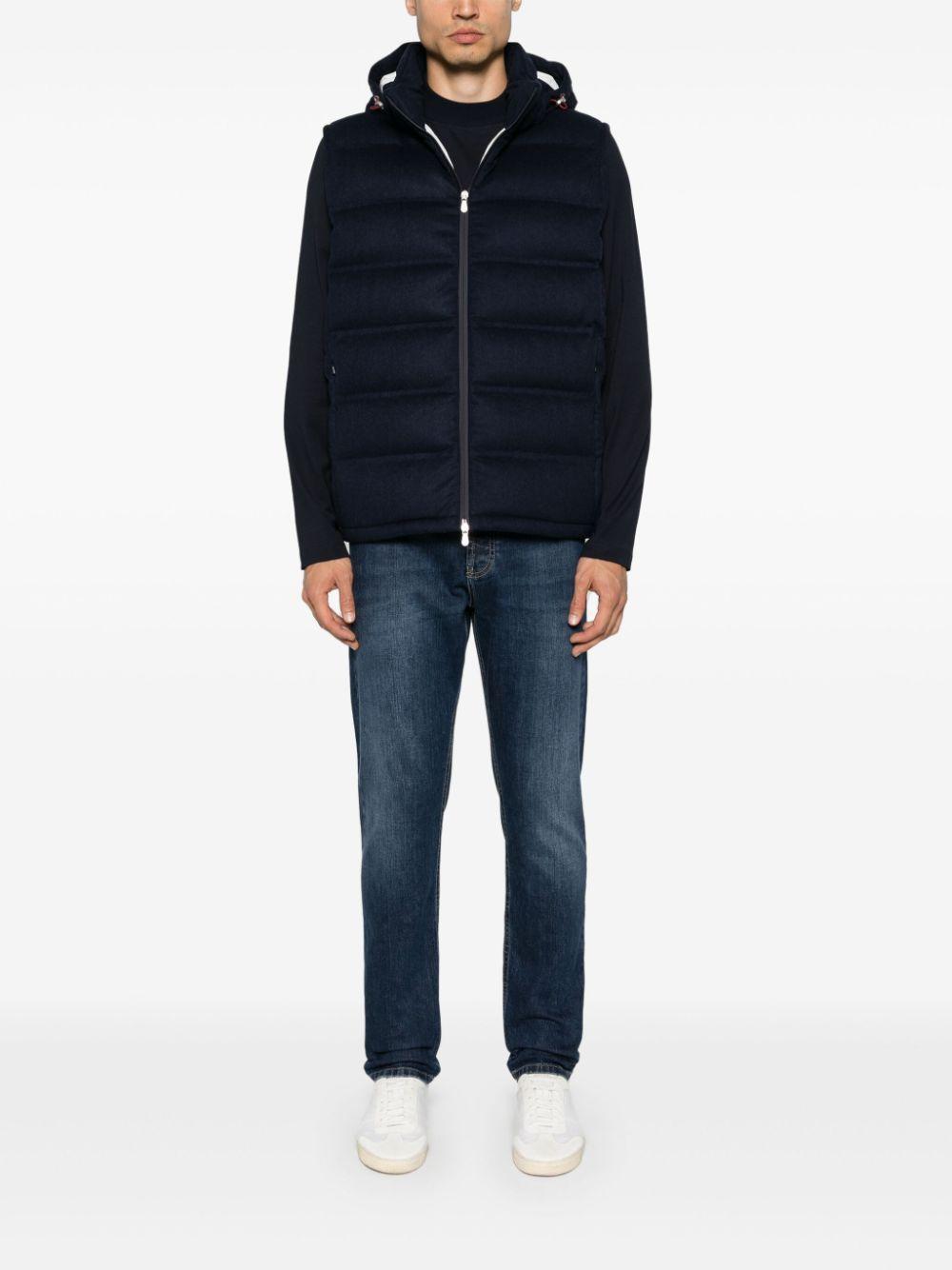 BRUNELLO CUCINELLI Sleeveless Down Jacket In Membraned Taffeta With Heat Tapes And Detachable Hood In Black Product Image