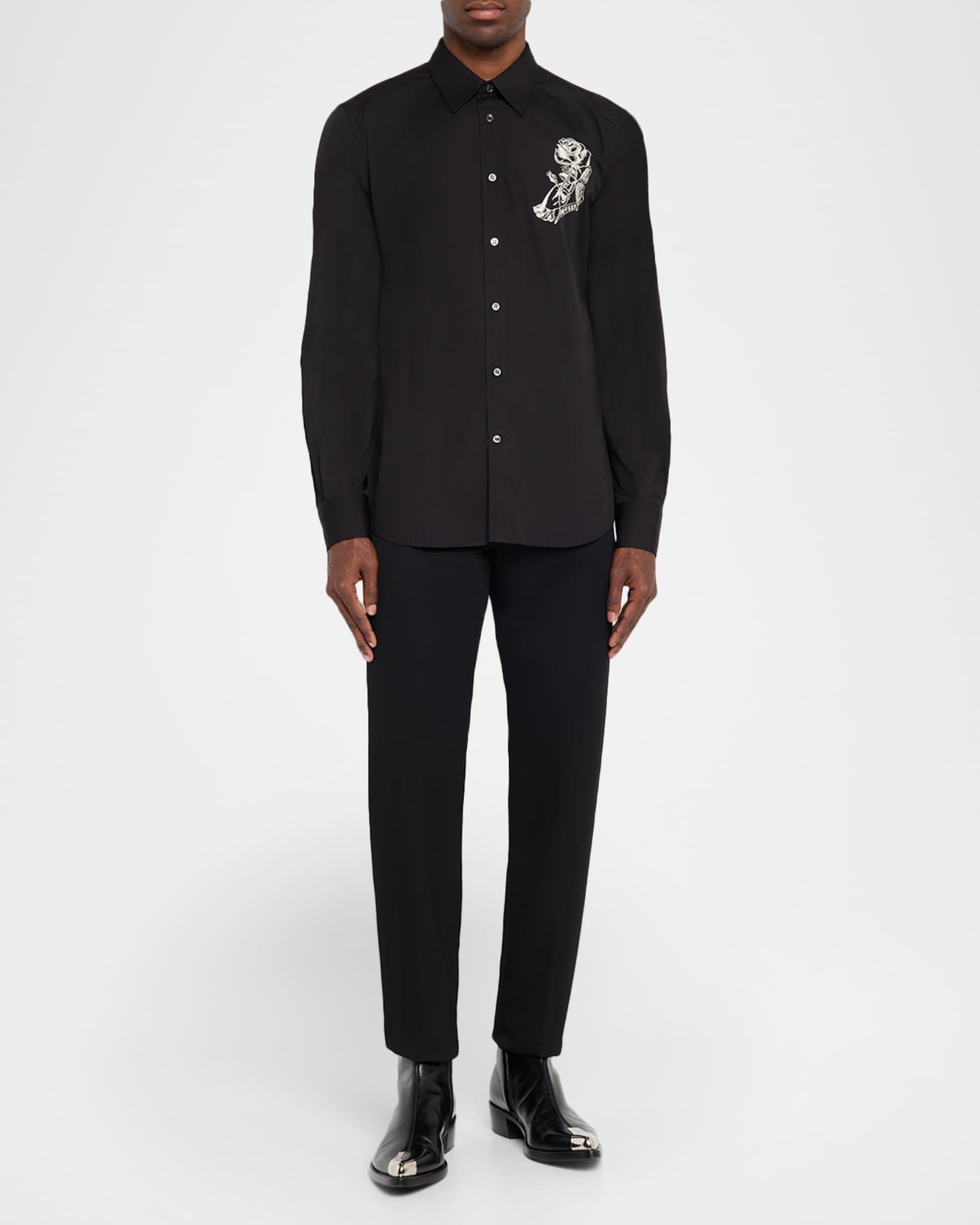 Men's Poplin Rose-Embroidered Dress Shirt Product Image