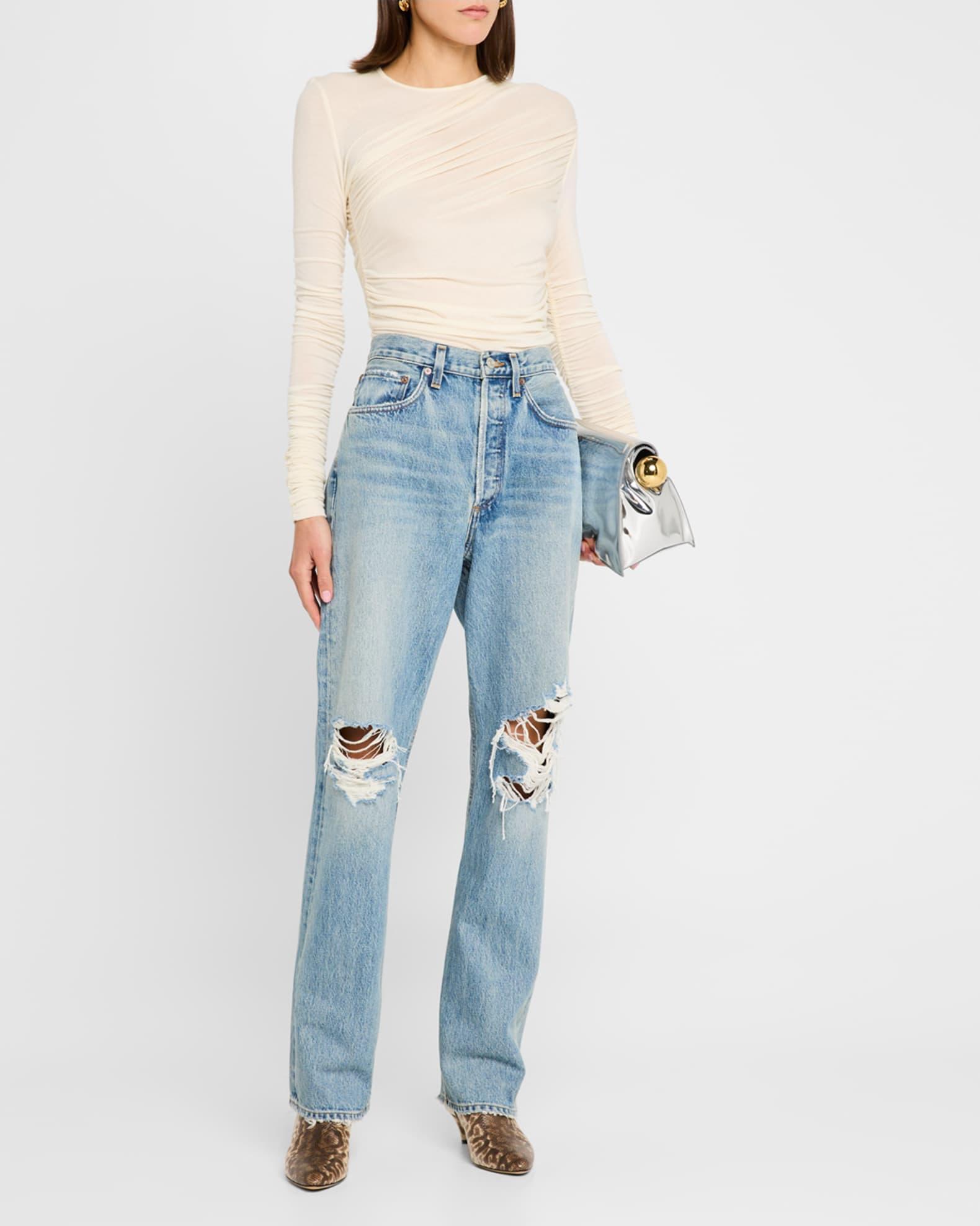 Kelly Distressed Straight Jeans Product Image