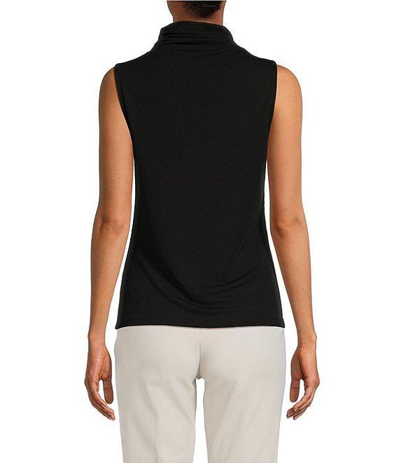Donna Karan Stretch Draped Mock Neckline Sleeveless Top Product Image