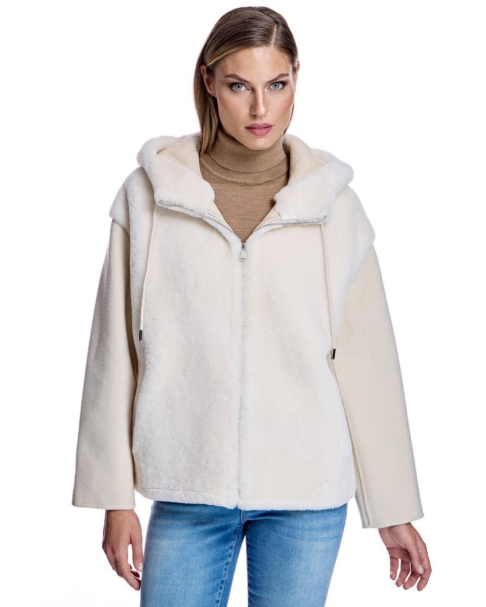 Hooded Shearling and Wool Jacket-Maximilian Product Image