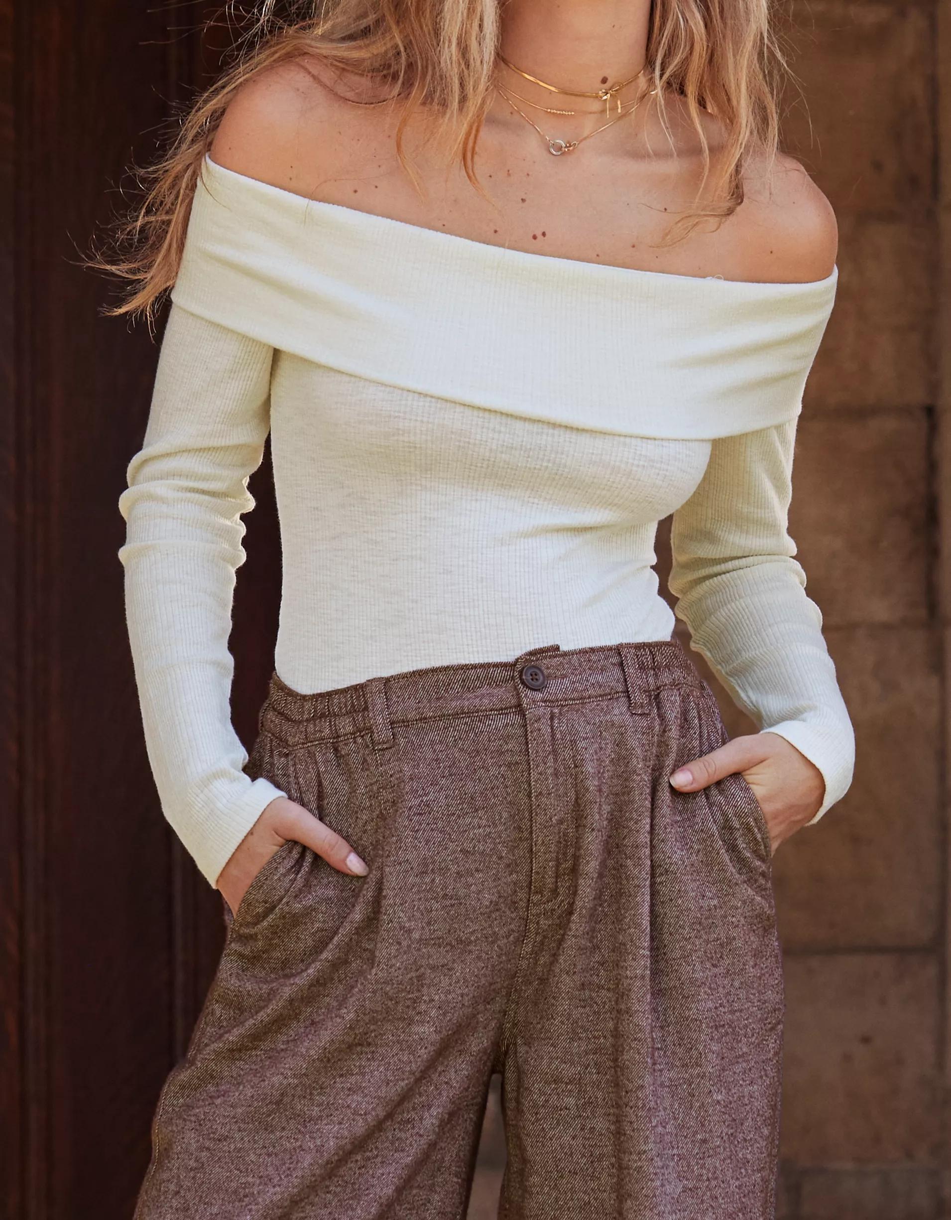 Aerie Long Sleeve Off The Shoulder Bodysuit Product Image