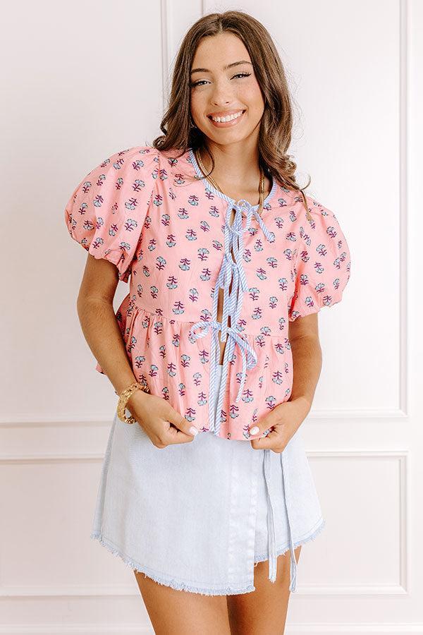 Caught Your Eye Floral Front Tie Top Product Image