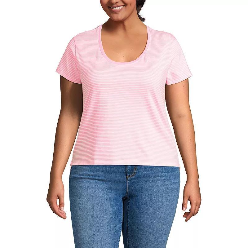 Plus Size Lands' End Short Sleeve Scoopneck T-Shirt, Women's, Size: 1XL, White Product Image