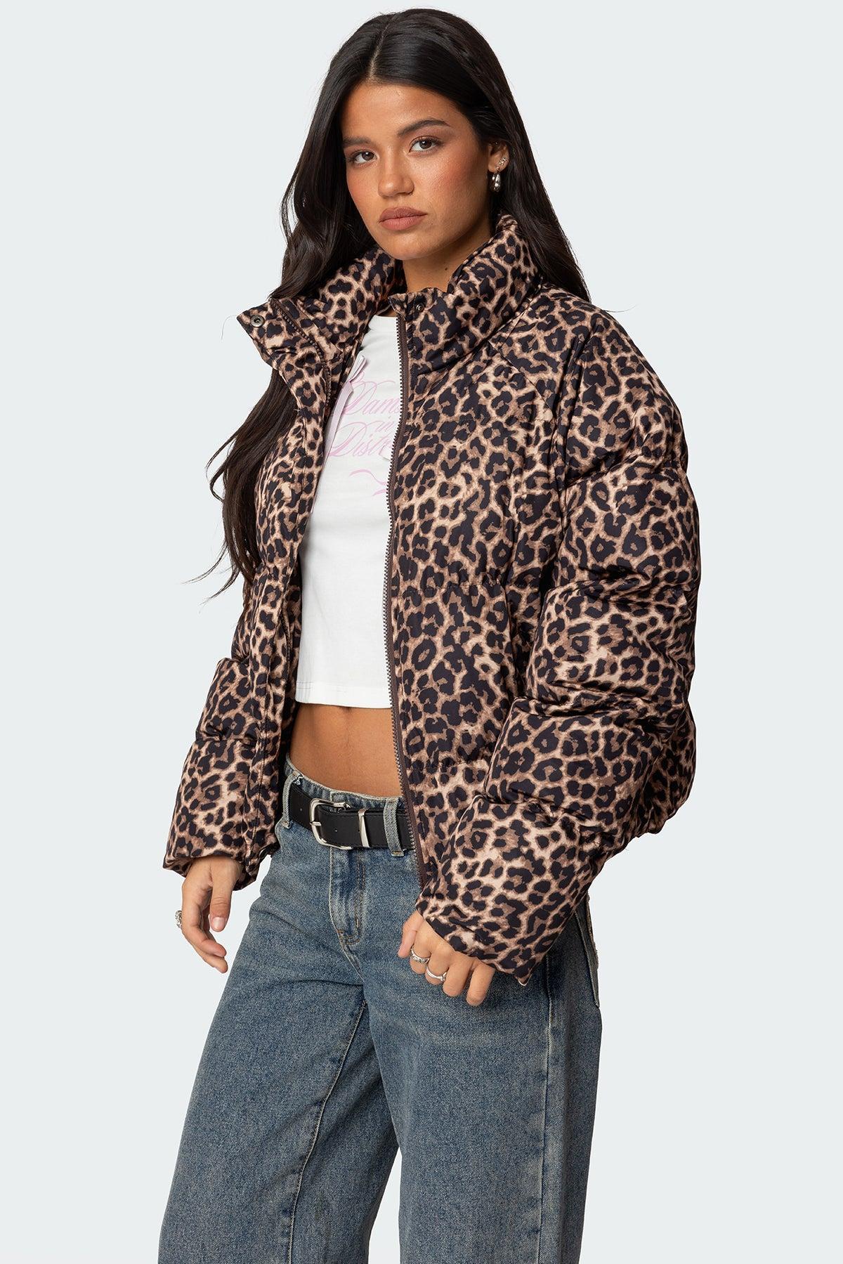 Dalya Leopard Printed Puffer Jacket Product Image