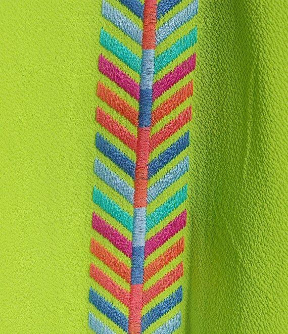 Calessa Plus Size Embroidered Ruffle Split V-Neck 3/4 Sleeve Tunic Product Image