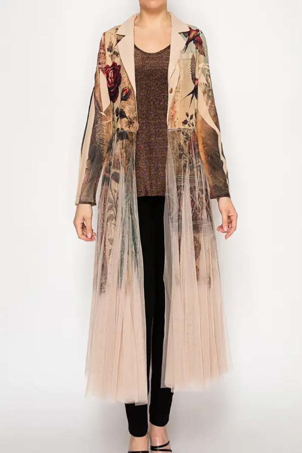 Cardigan Blazer with Long Mesh Layer Product Image