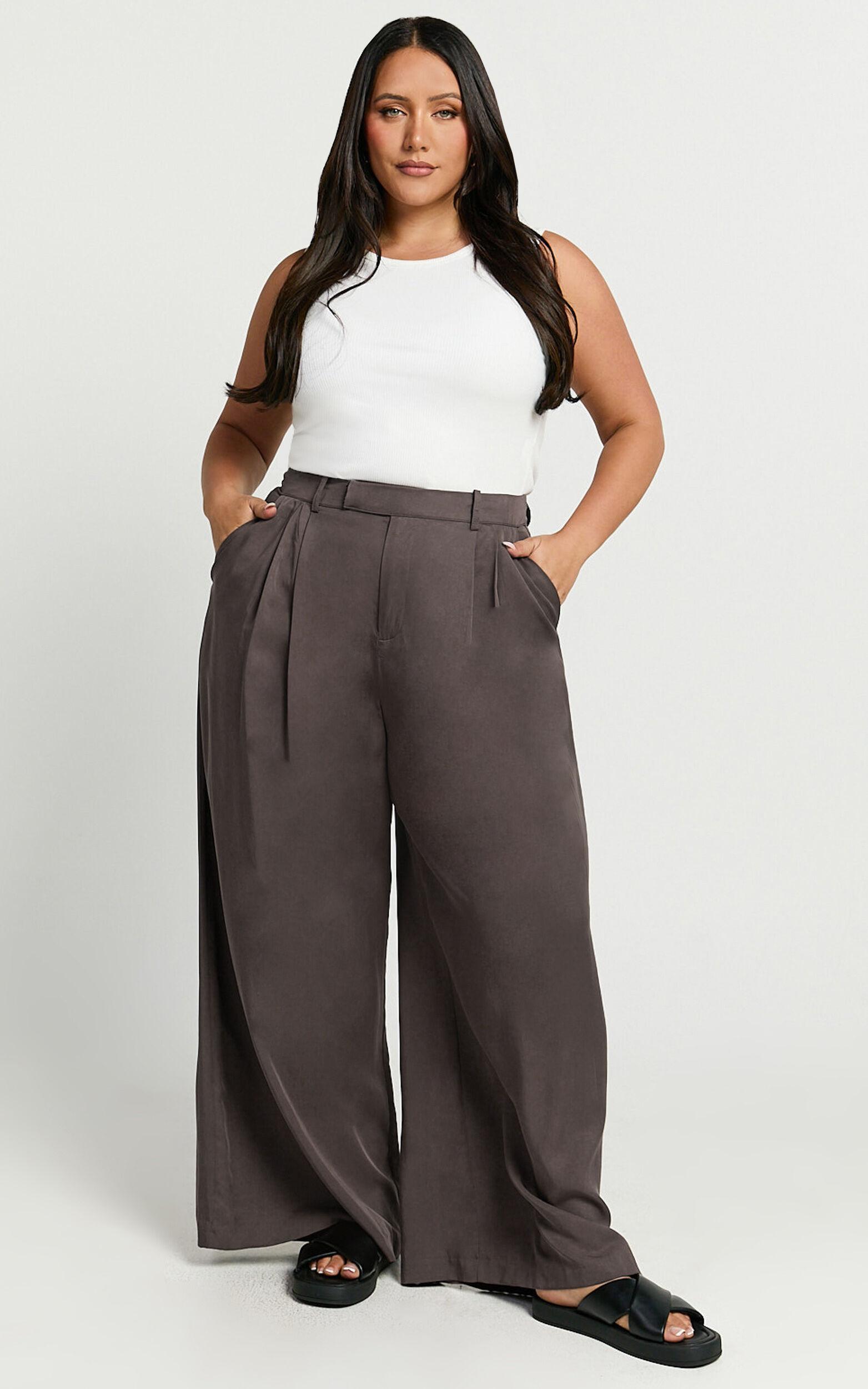 Clarke Pants - High Waist Wide Leg Pants in Slate Product Image