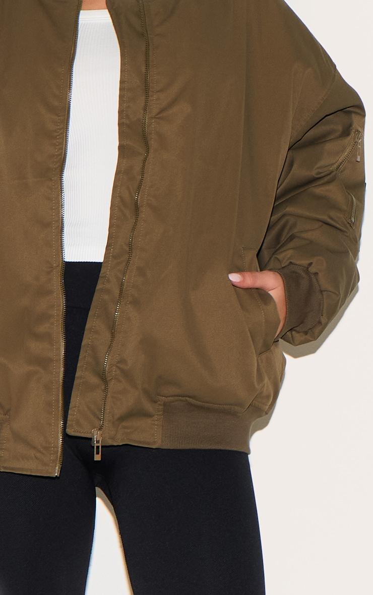  Khaki Classic Oversized Bomber Jacket Product Image