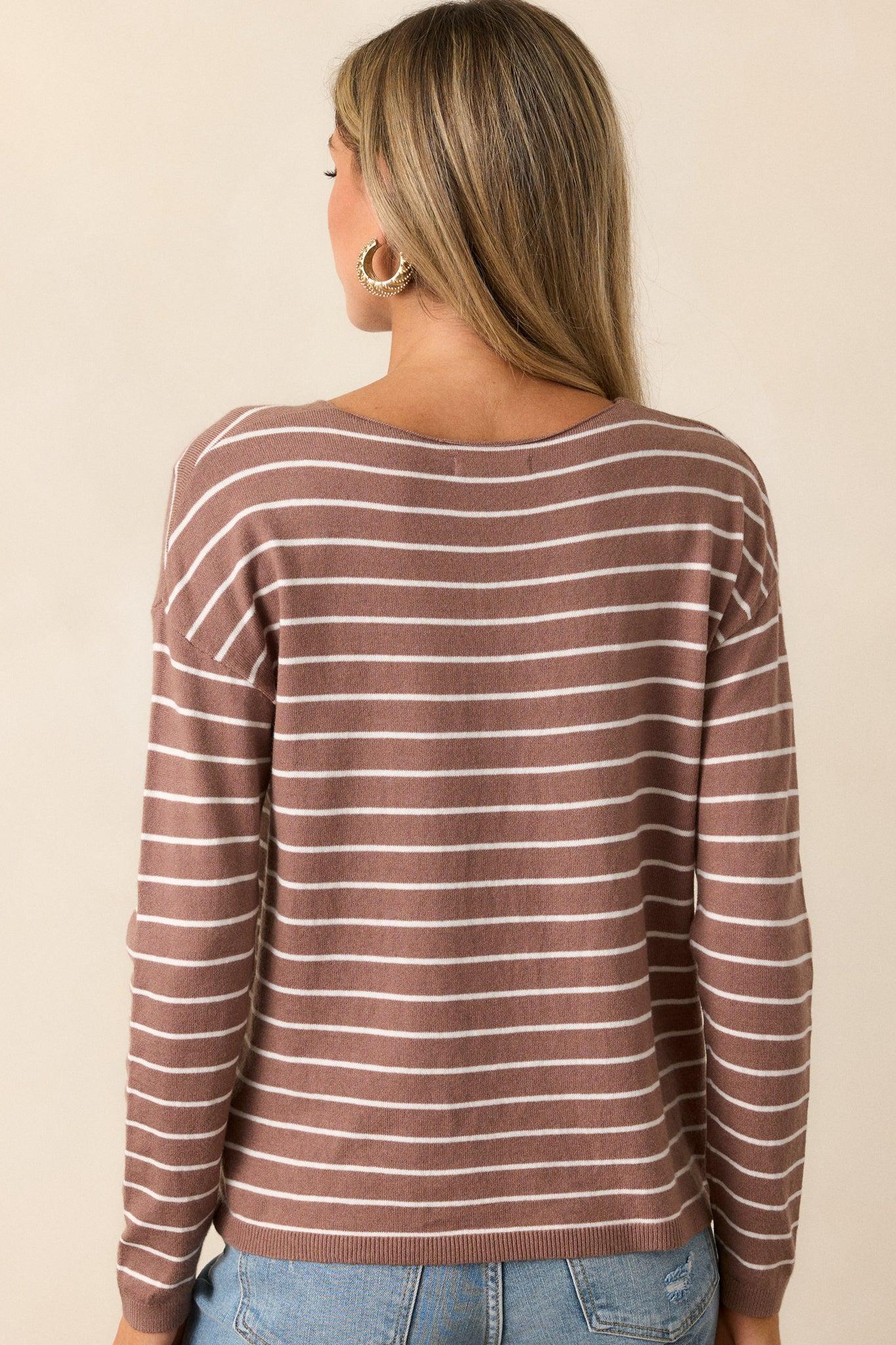 Unapologetically You Light Mocha Stripe Sweater Top Product Image