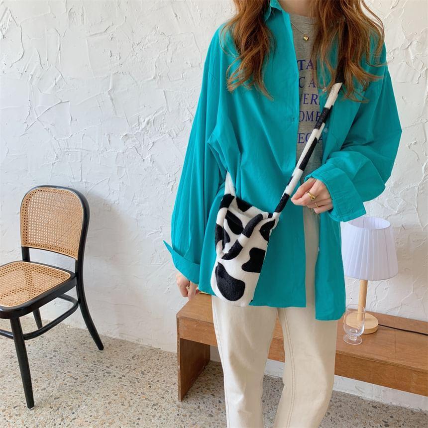 Cow Print Fleece Bucket Bag Product Image