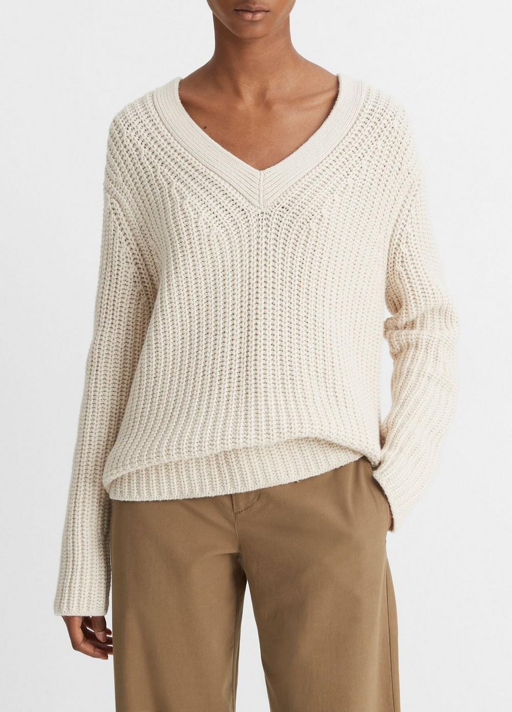 Shaker Stitch V-Neck Sweater Product Image