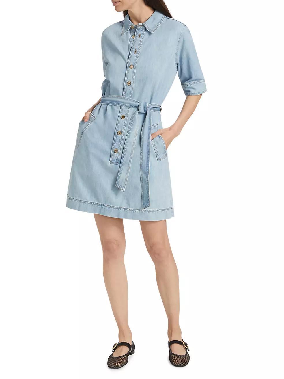 Womens Denim Belted Minidress Product Image