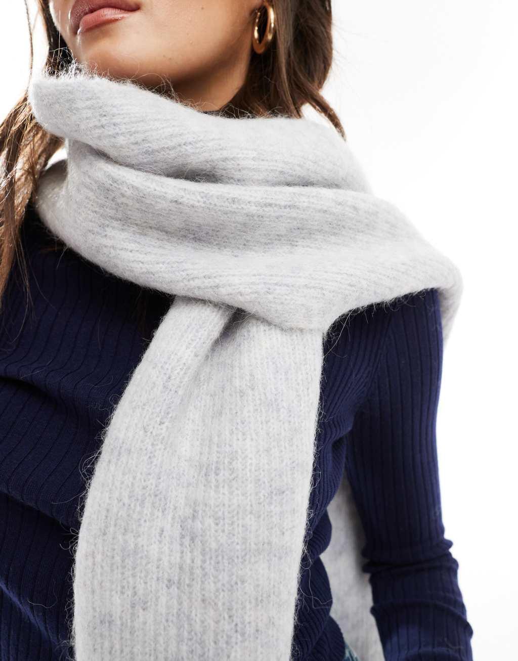 ASOS DESIGN alpaca scarf in light gray Product Image