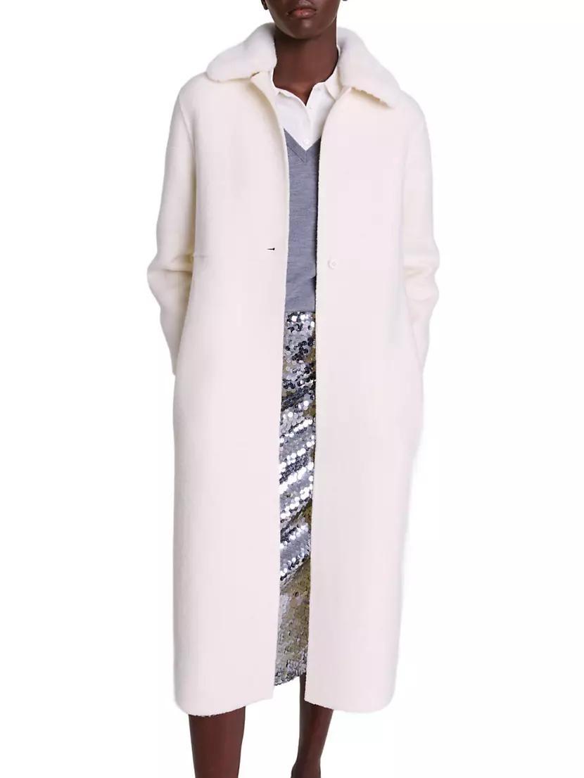 Wool Coat with Removable Collar Product Image