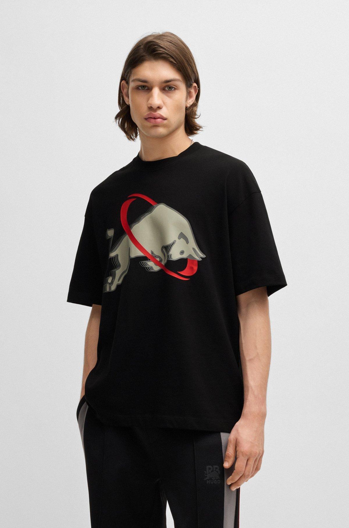 HUGO BOSS Bull-print Cotton T-shirt In Black Product Image