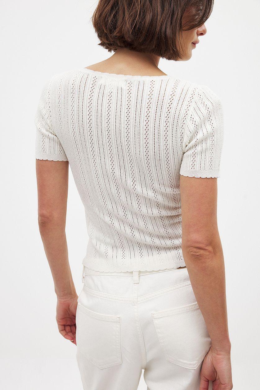 Knitted Pointelle Short Sleeve Top Product Image