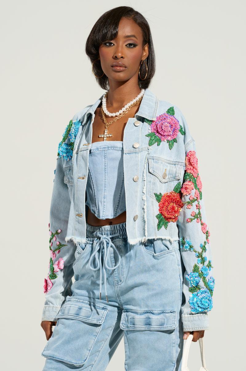 GARDEN OF EDEN EMBELLISHED DENIM JACKET Product Image