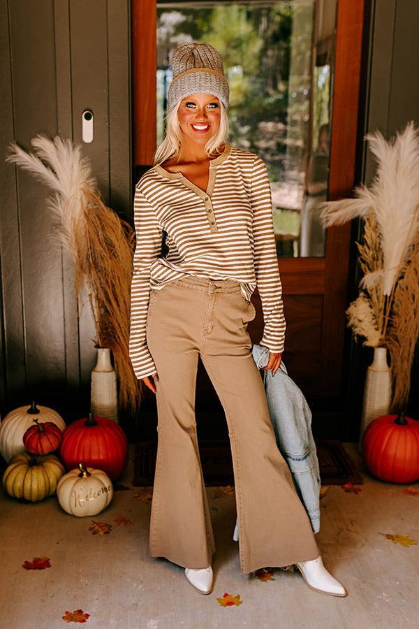 Sugar And Spice Waffle Knit Henley Top Product Image