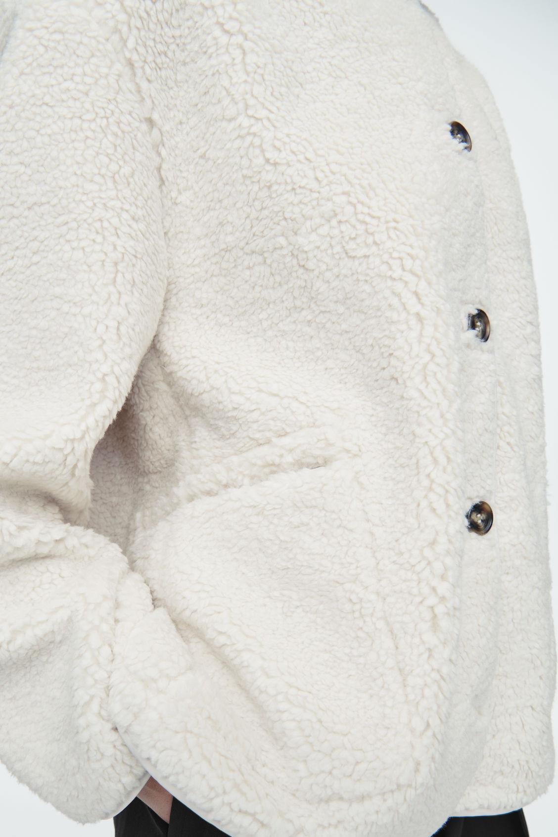COLLARED FAUX SHEARLING JACKET Product Image