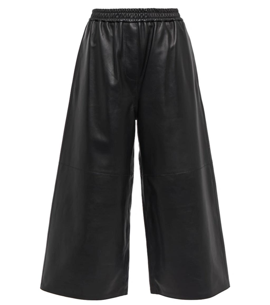 LOEWE Cropped Nappa Leather Wide Leg Pants In Black Product Image